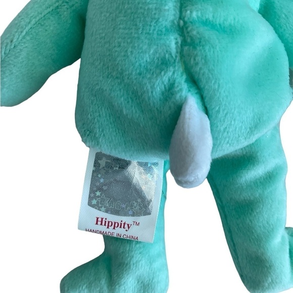TY BASKET Beanies Hippity NWT Mint Green Bunny Rabbit 7.5" Retired 2001🩷🐰 - Picture 6 of 8